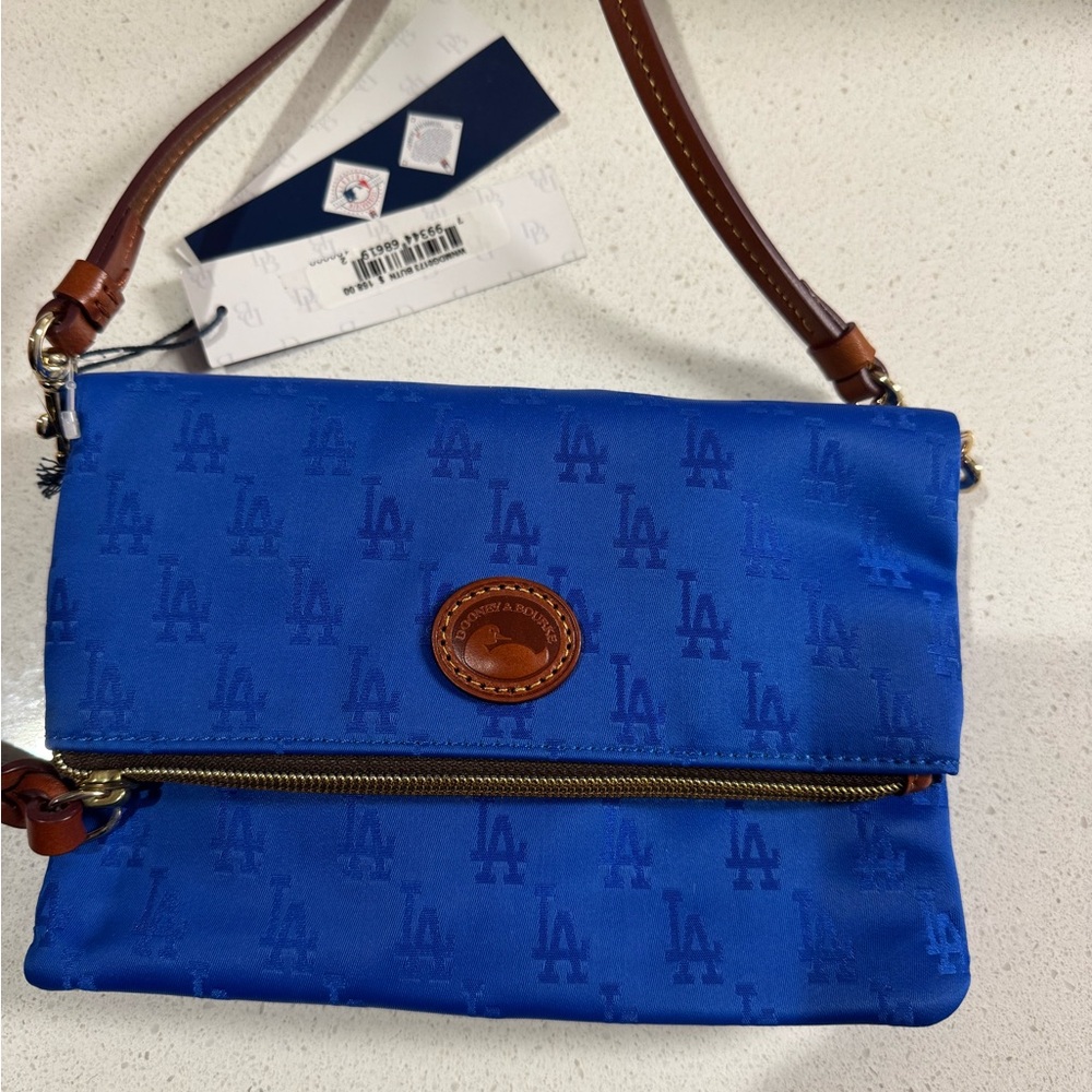 Dooney & Bourke Royal Blue Crossbody with Brown Trim